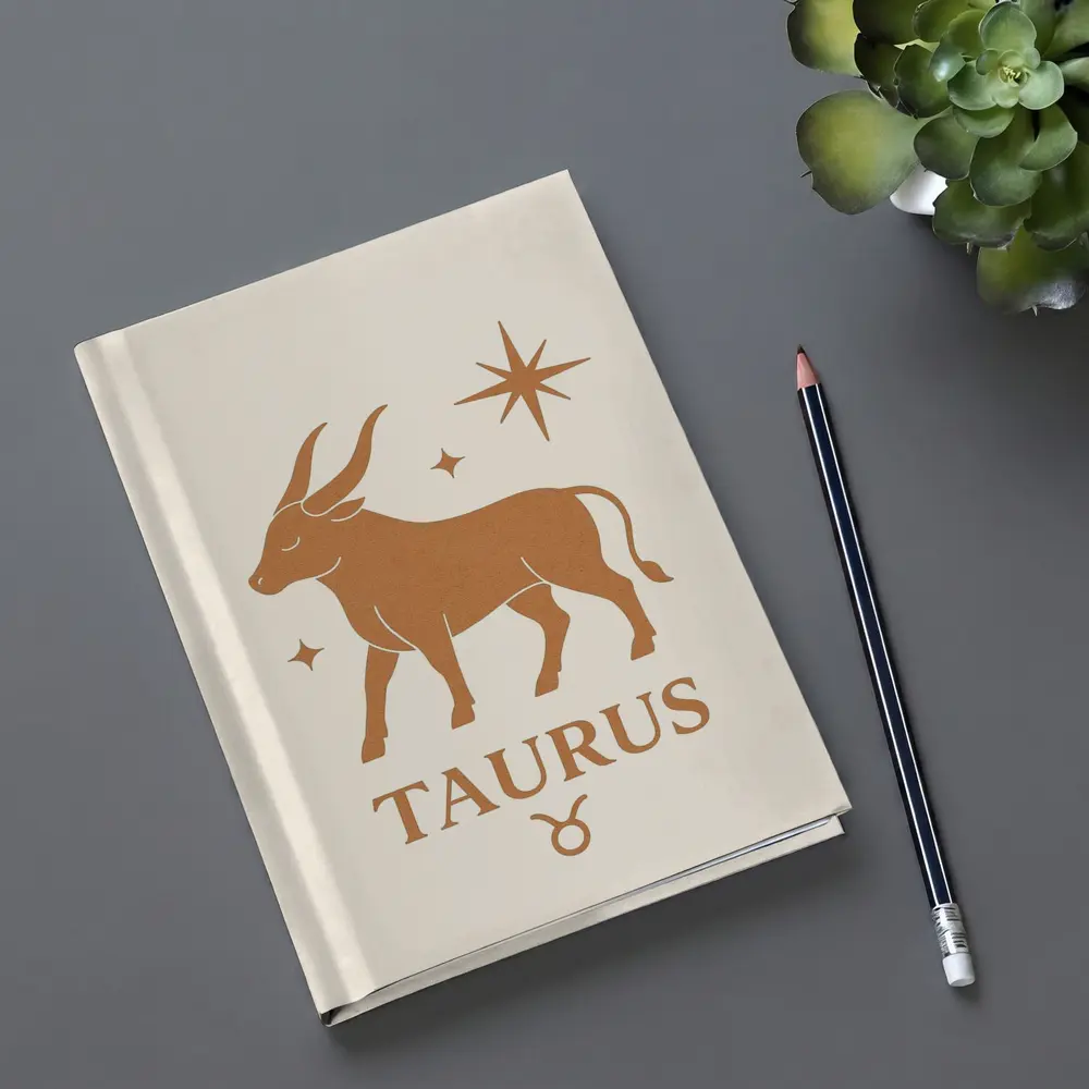 Taurus Zodiac Bull Star Celestial Beige Art – Notebooks