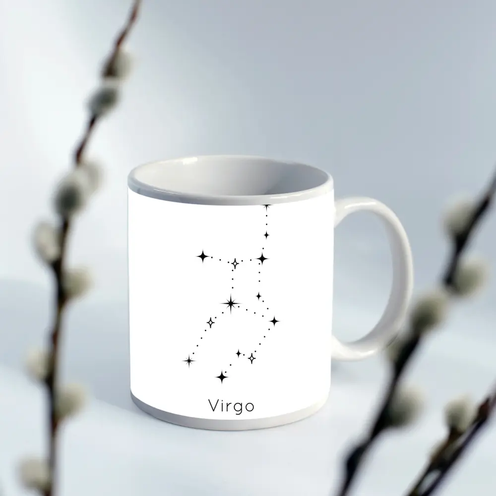 Virgo Constellation Stars Black White Art – Mugs