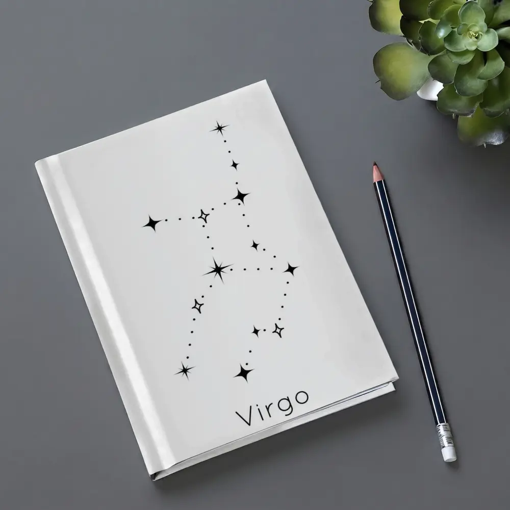 Virgo Constellation Stars Black White Art – Notebooks
