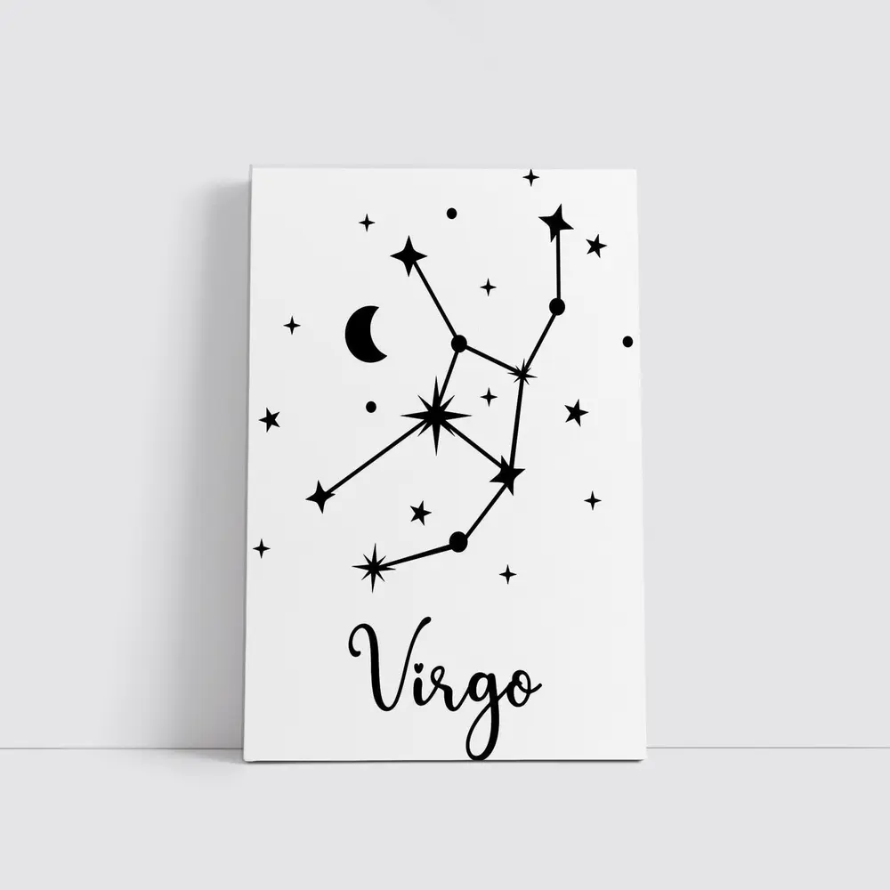 Virgo Constellation Stars Moon Black Art – Wall Art
