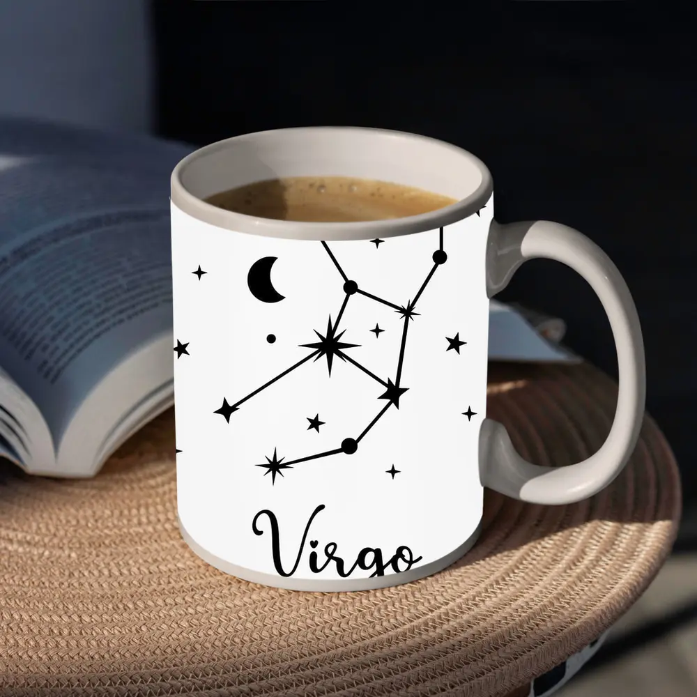 Virgo Constellation Stars Moon Black Art – Mugs