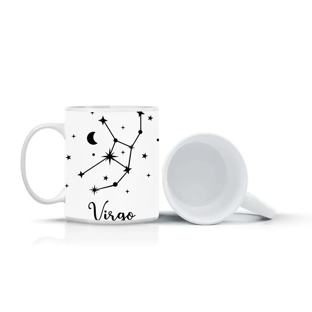 Virgo Constellation Stars Moon Black Art – Mugs
