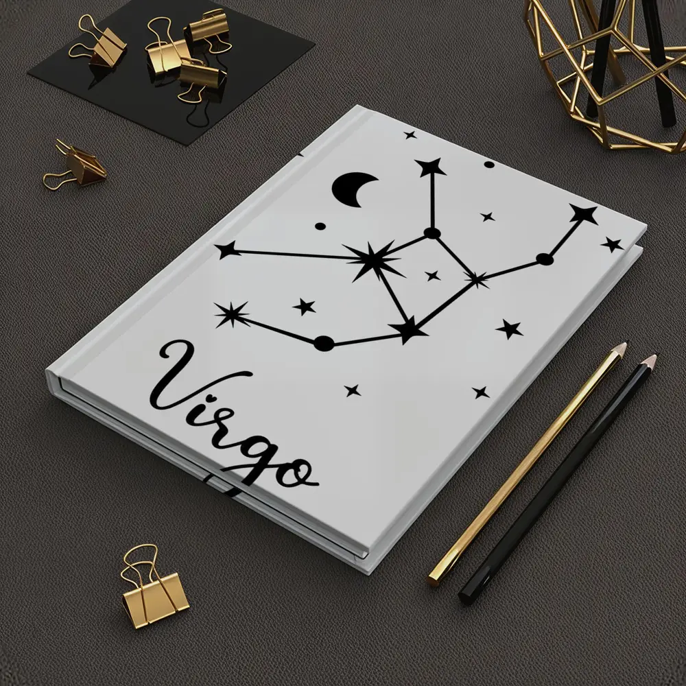 Virgo Constellation Stars Moon Black Art – Notebooks