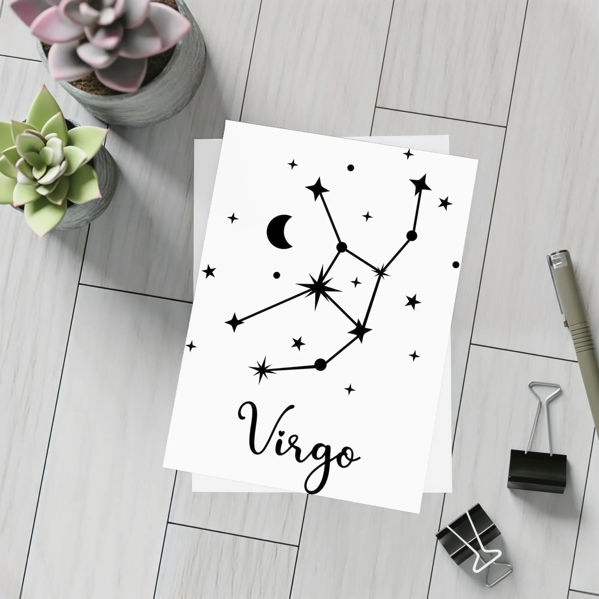 Virgo Constellation Stars Moon Black Art – Postcards