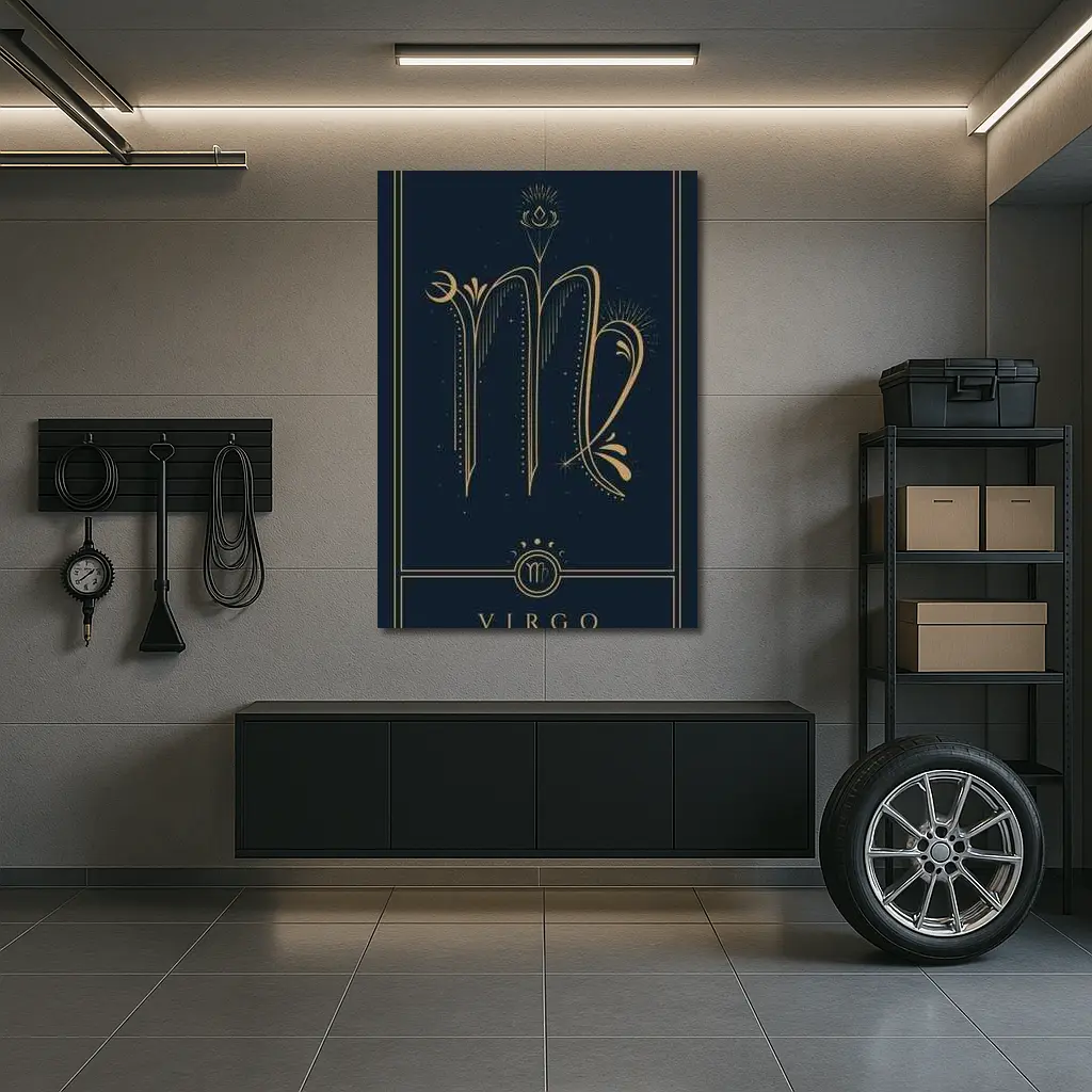 Virgo Zodiac Sign Gold Dark Blue – Wall Art