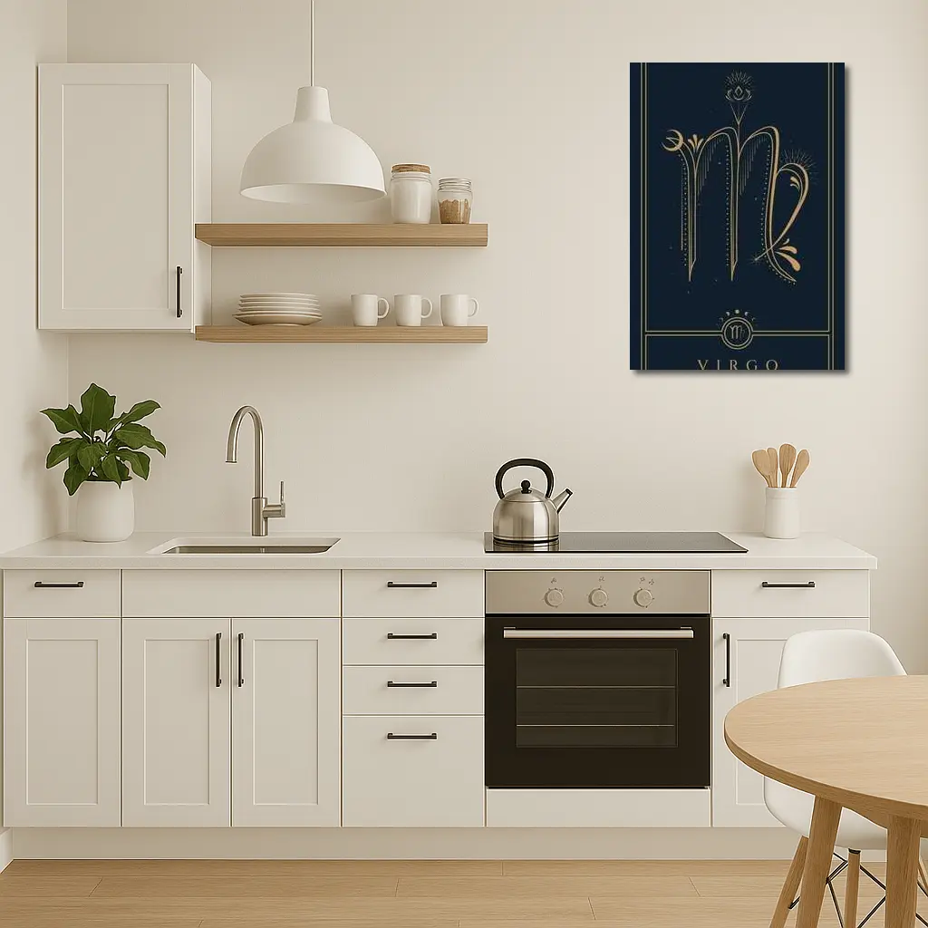 Virgo Zodiac Sign Gold Dark Blue – Wall Art