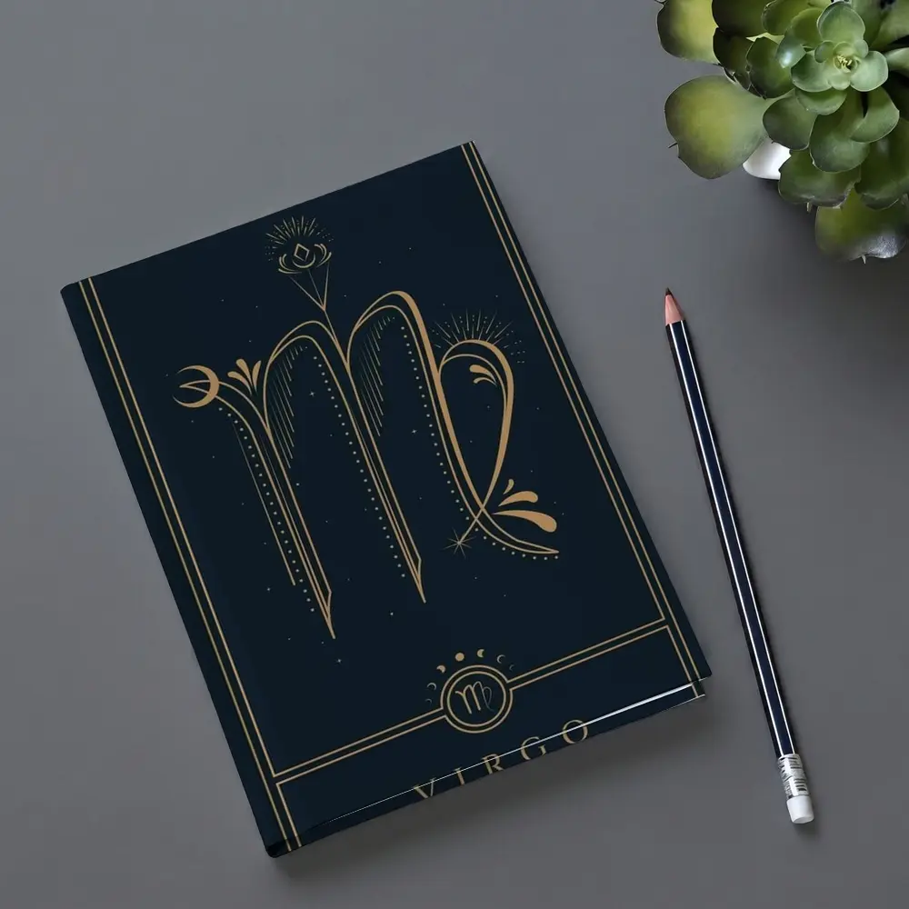Virgo Zodiac Sign Gold Dark Blue – Notebooks
