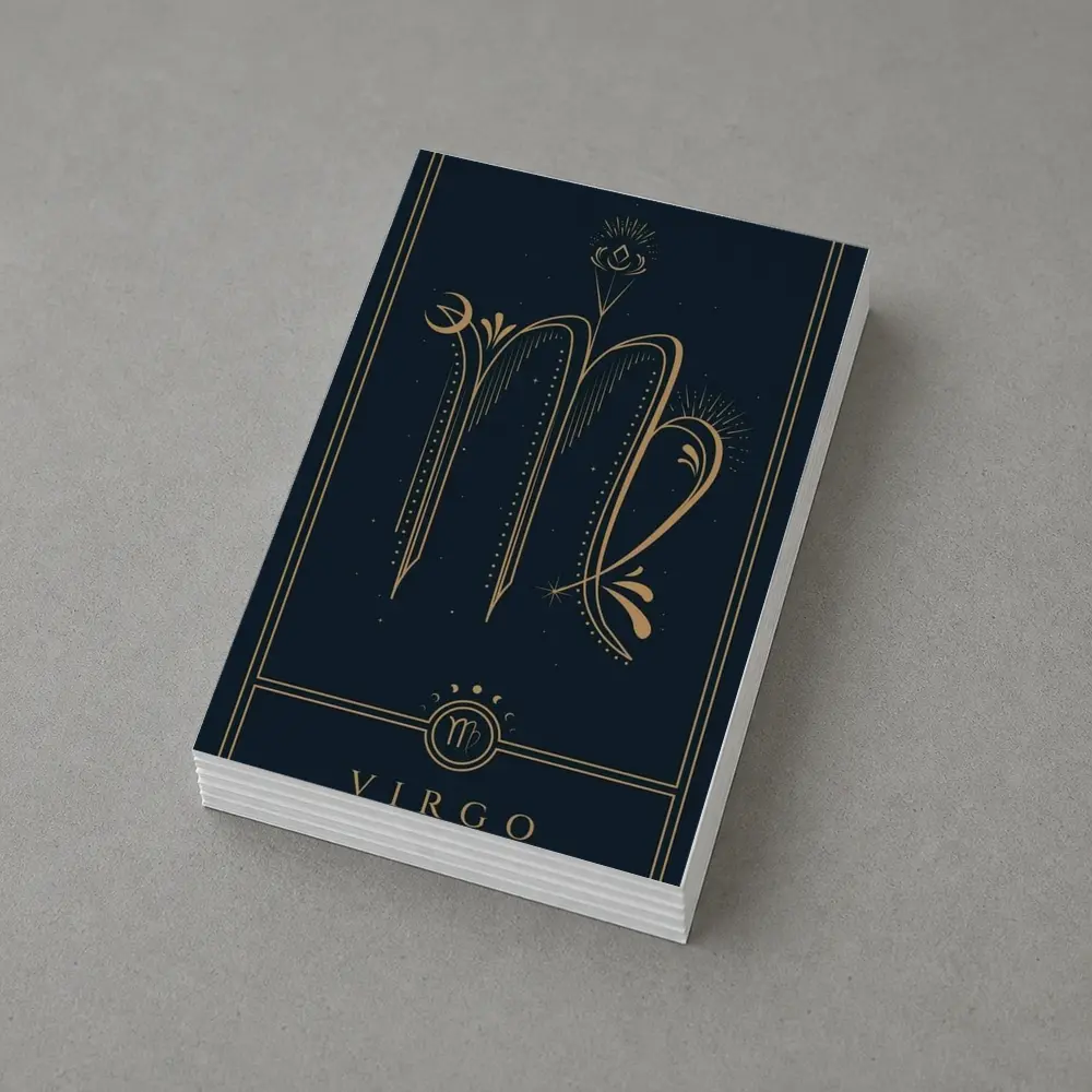 Virgo Zodiac Sign Gold Dark Blue – Postcards