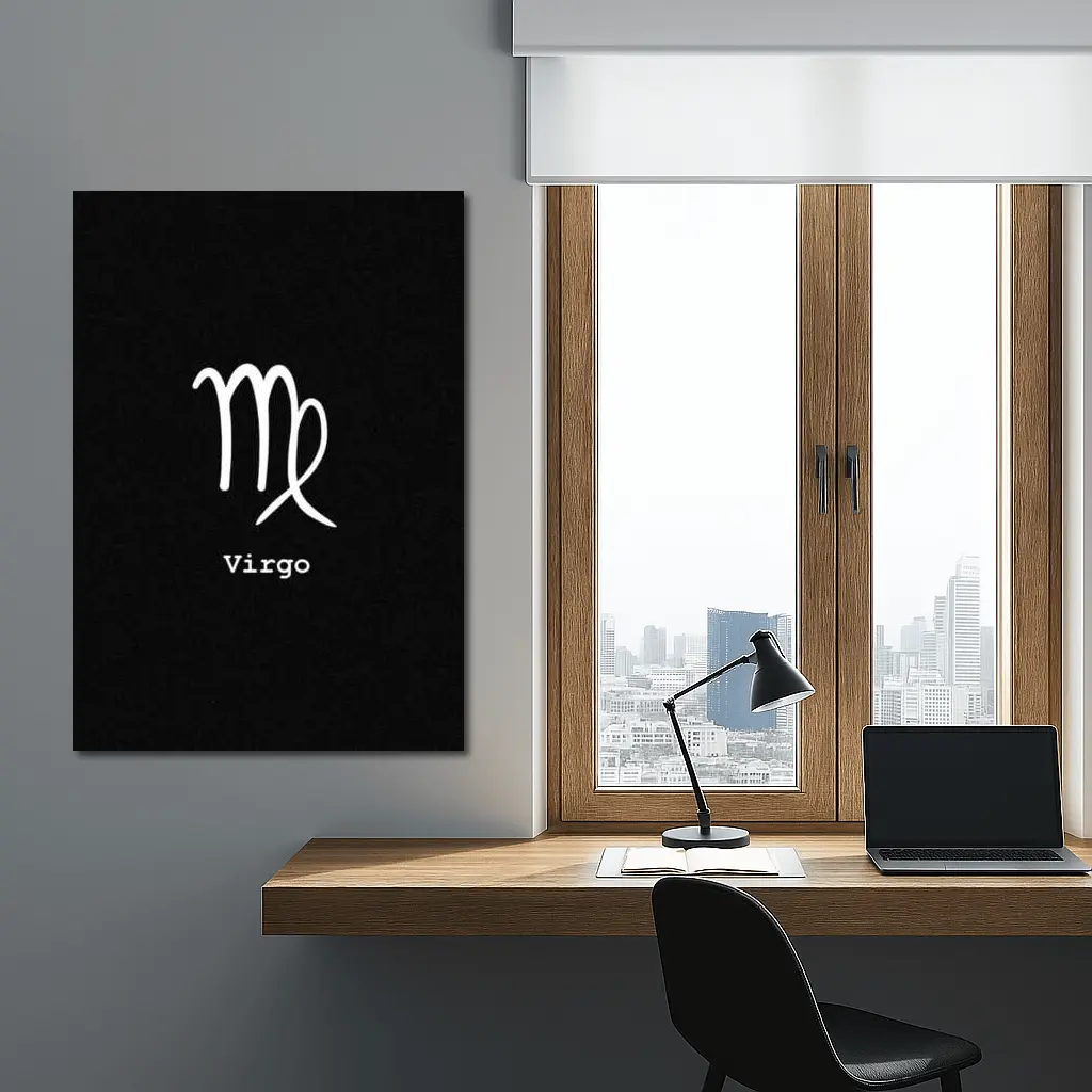 Virgo Zodiac Sign White Black Background – Wall Art