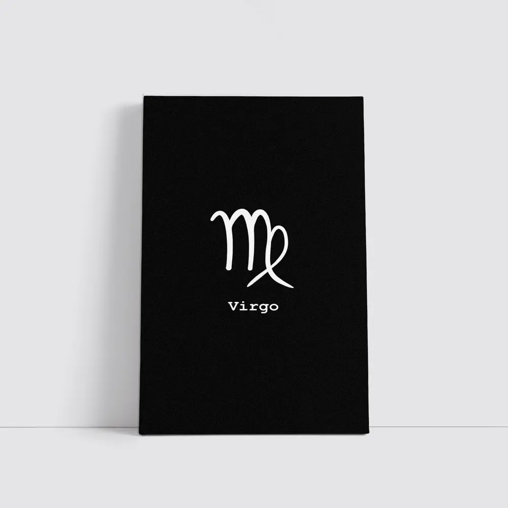 Virgo Zodiac Sign White Black Background – Wall Art