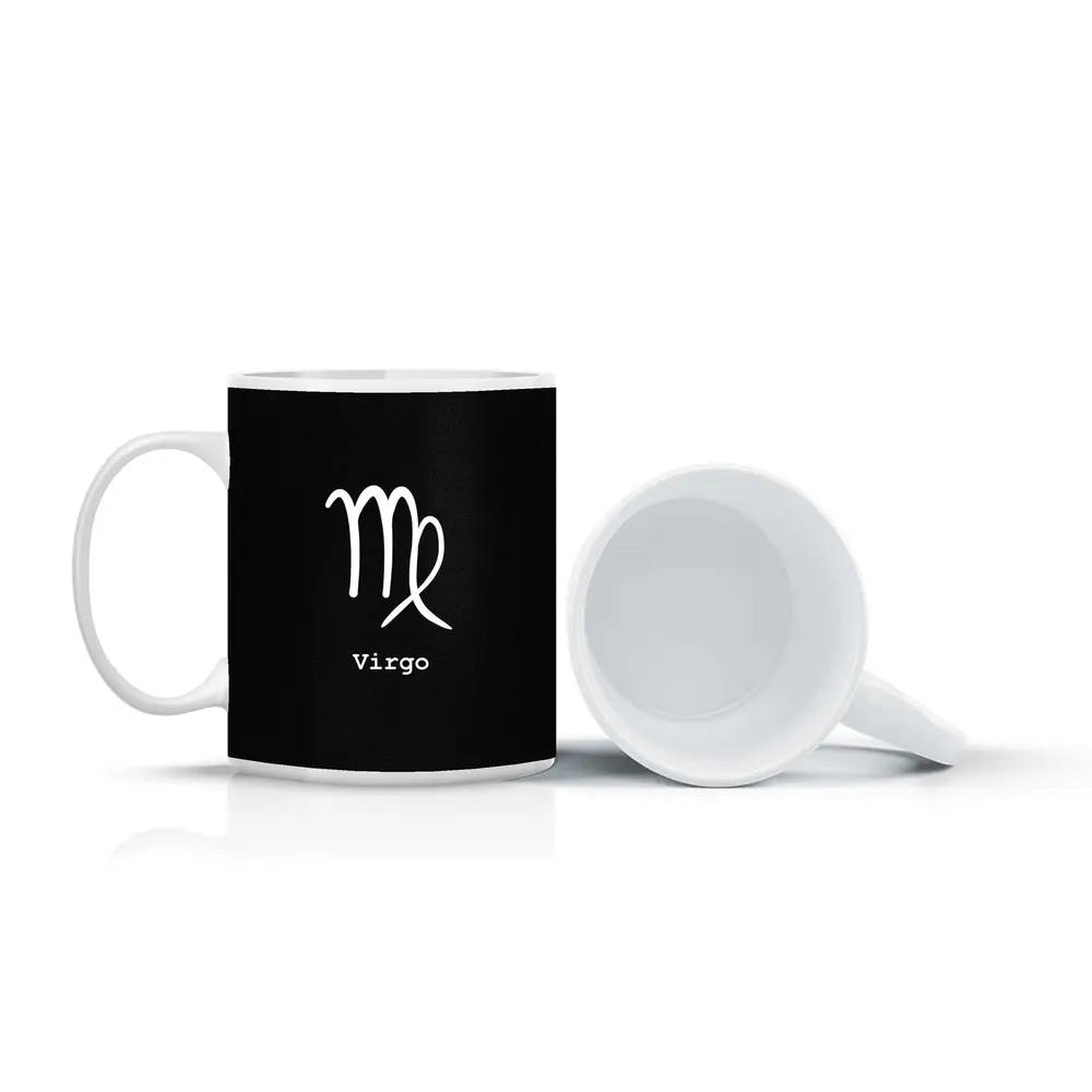 Virgo Zodiac Sign White Black Background – Mugs