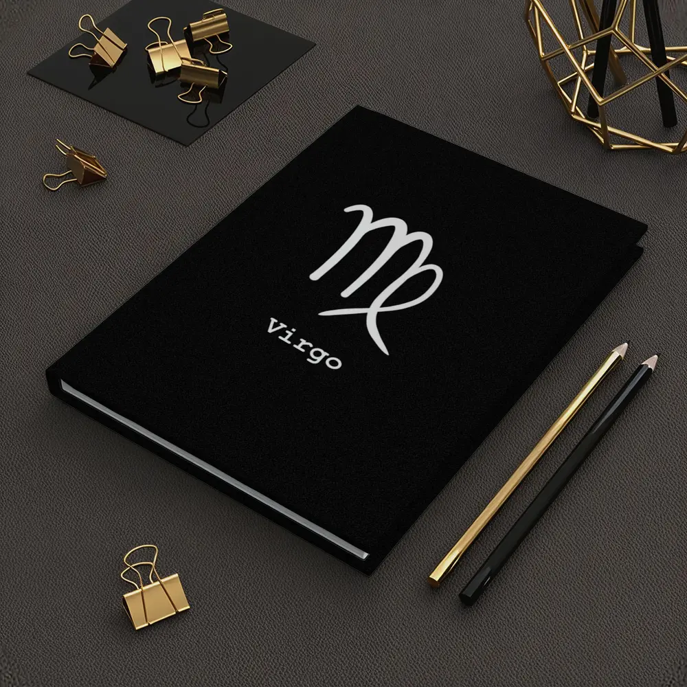 Virgo Zodiac Sign White Black Background – Notebooks
