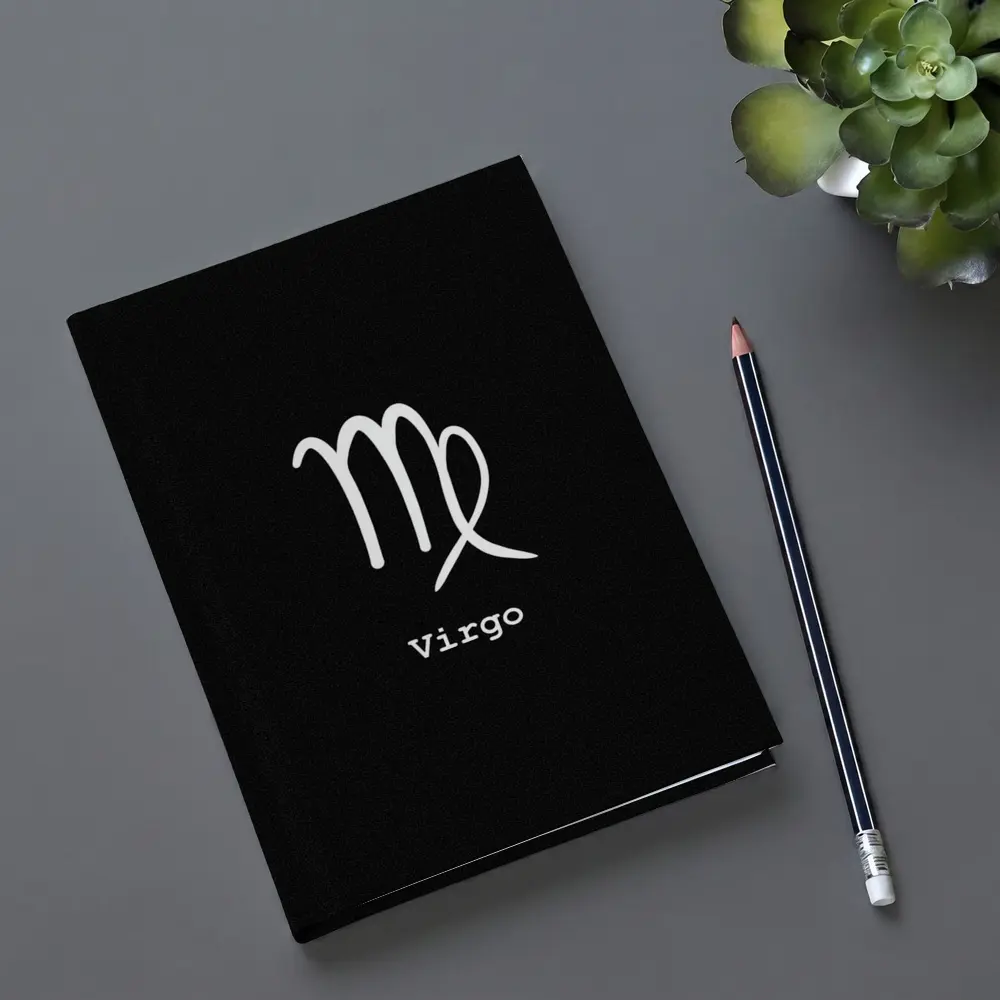 Virgo Zodiac Sign White Black Background – Notebooks