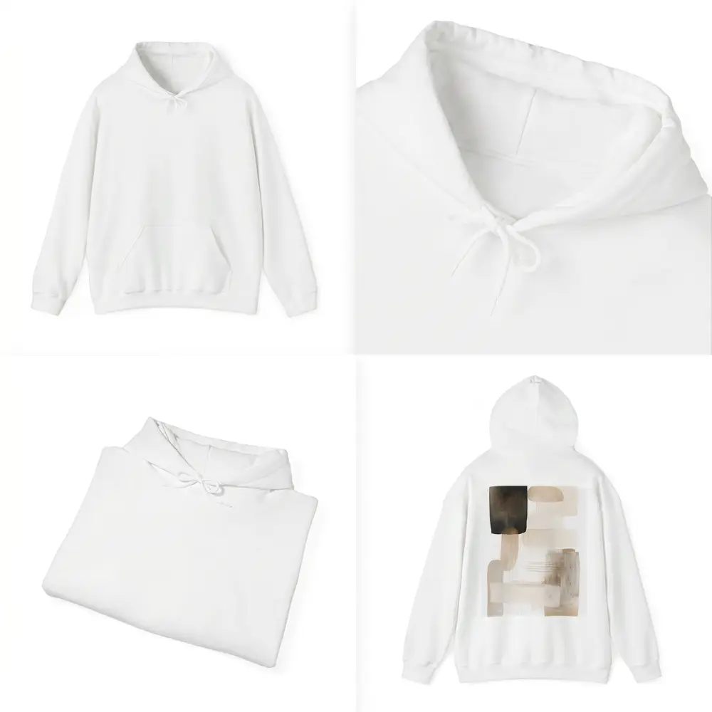 Neutral Beige Abstract Shapes Watercolor Art – Hoodies