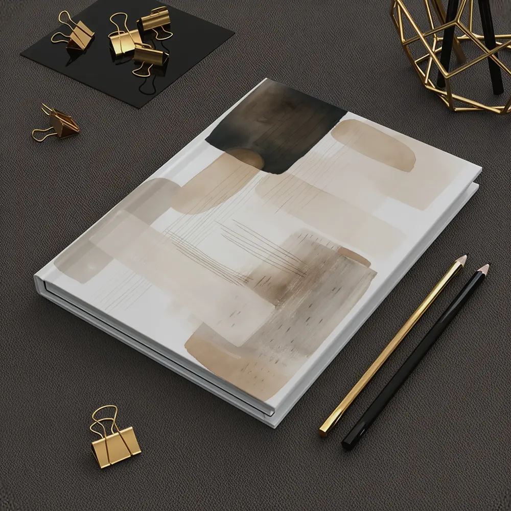 Neutral Beige Abstract Shapes Watercolor Art – Notebooks