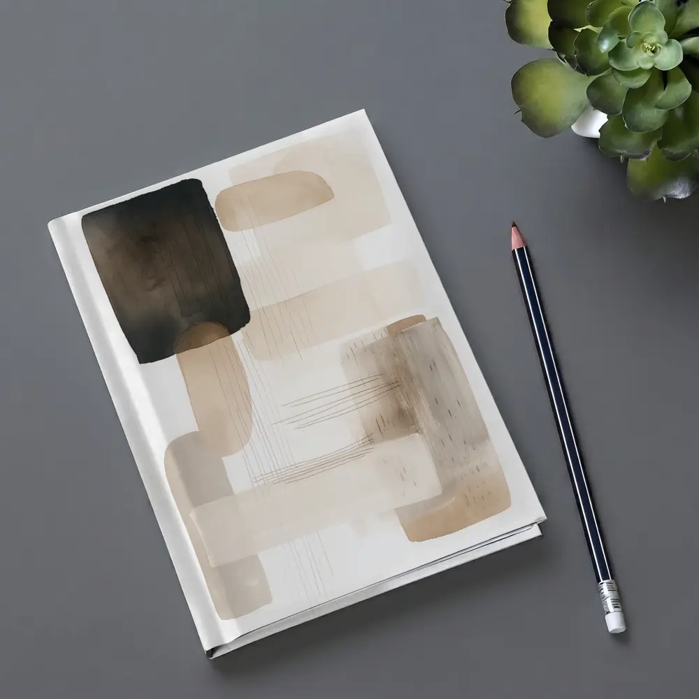 Neutral Beige Abstract Shapes Watercolor Art – Notebooks