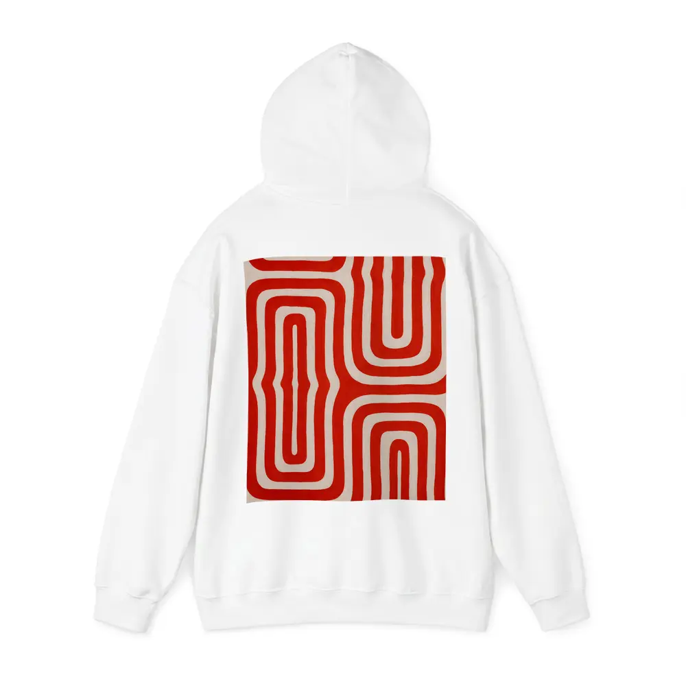 Red Abstract Wavy Lines On Beige – Hoodies