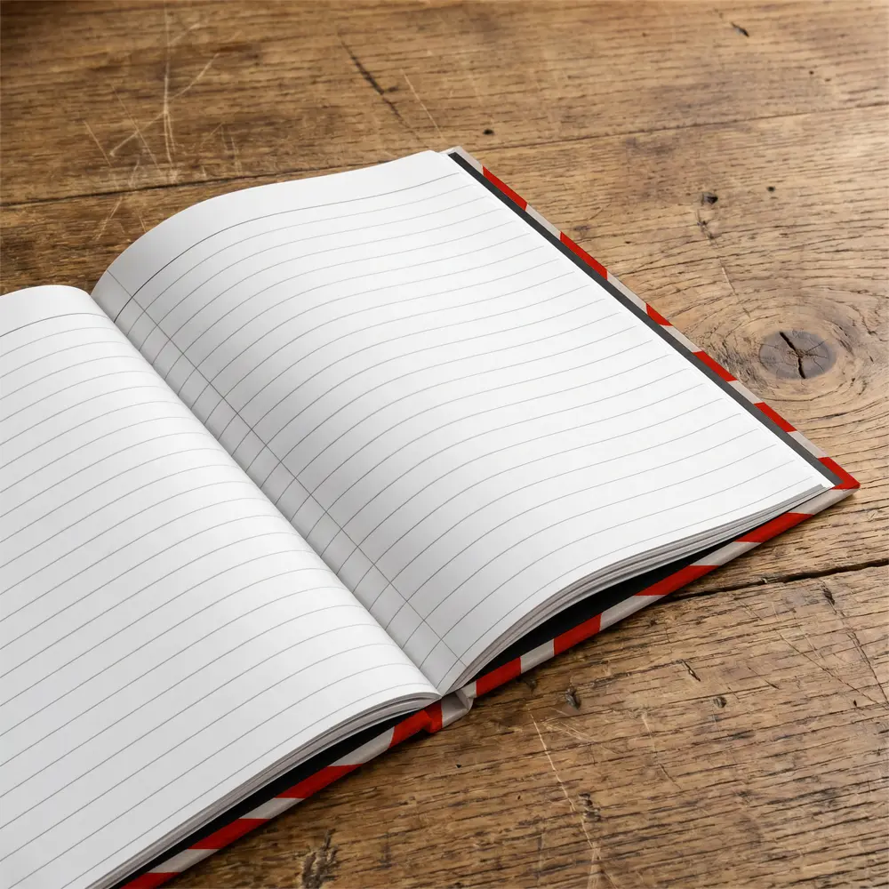 Red Abstract Wavy Lines On Beige – Notebooks