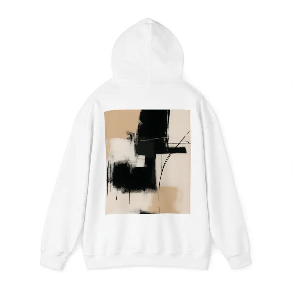 Black Abstract Brushstrokes on Beige Background – Hoodies