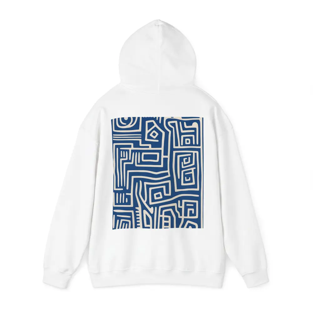 Blue Abstract Tribal Line Art Pattern – Hoodies