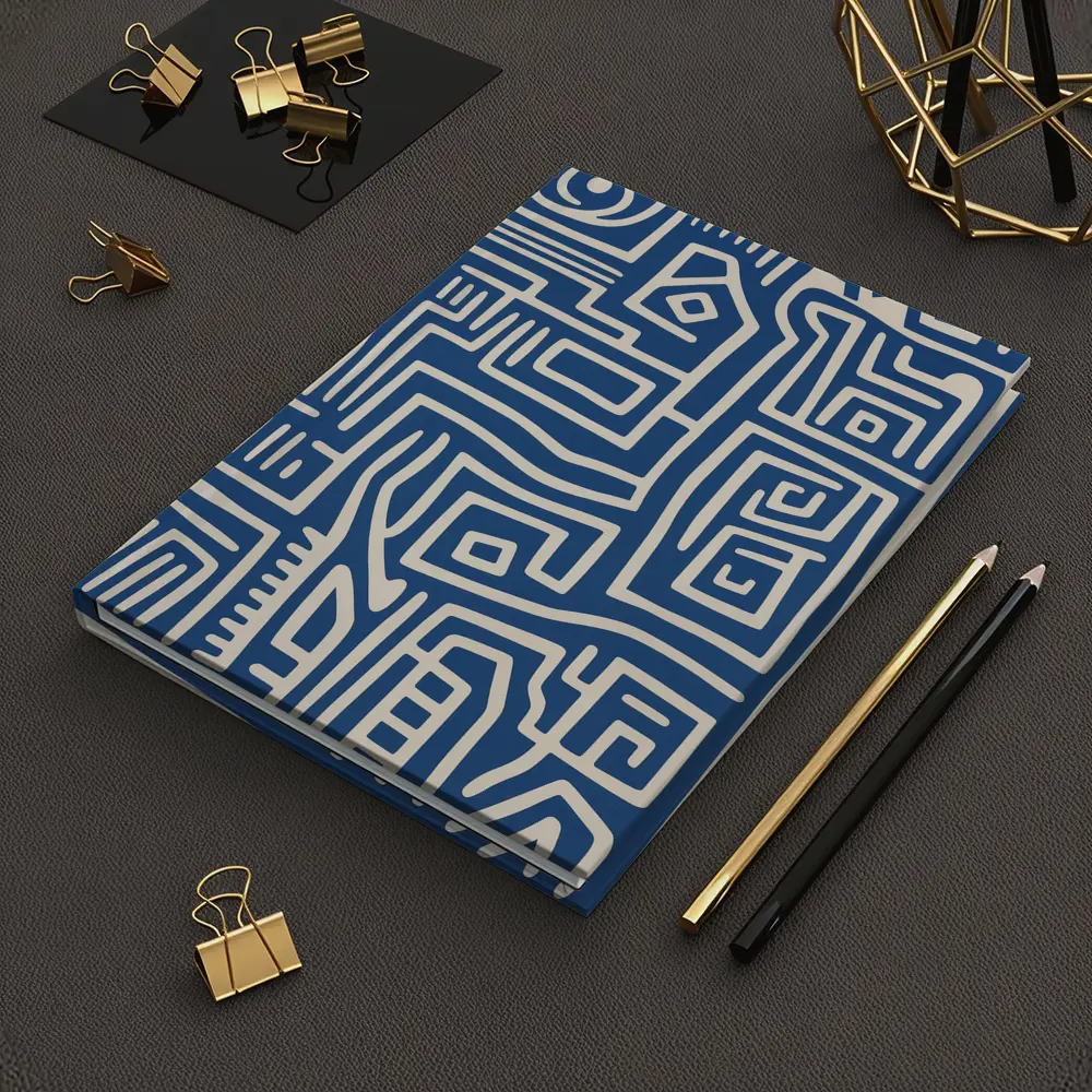 Blue Abstract Tribal Line Art Pattern – Notebooks
