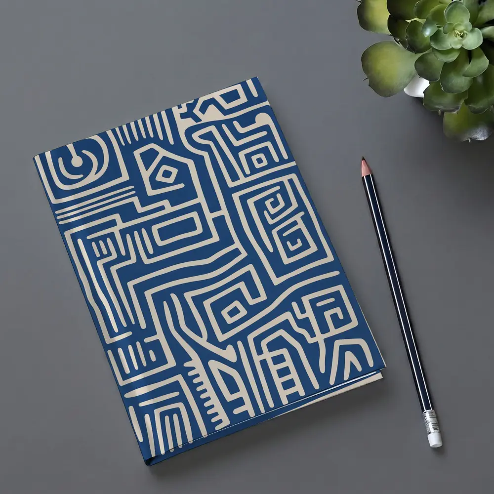 Blue Abstract Tribal Line Art Pattern – Notebooks