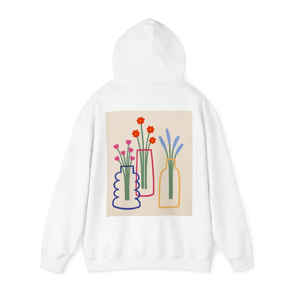 Three Colorful Vases With Flowers Illustration – Hoodies