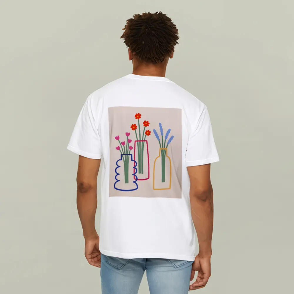 Three Colorful Vases With Flowers Illustration – T-Shirts