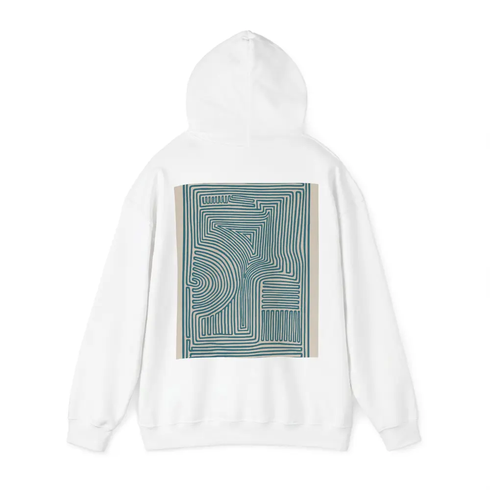 Teal Abstract Line Art Beige Background – Hoodies