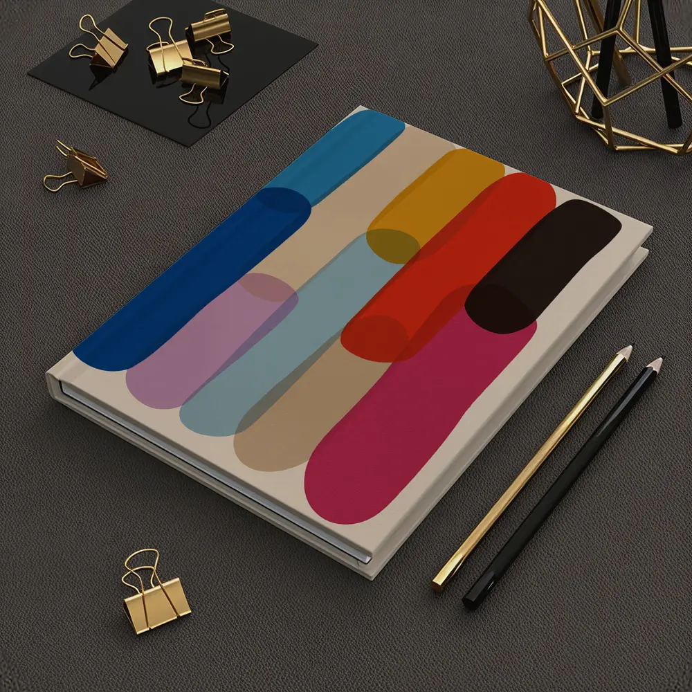 Colorful Abstract Rounded Shapes Beige Background – Notebooks