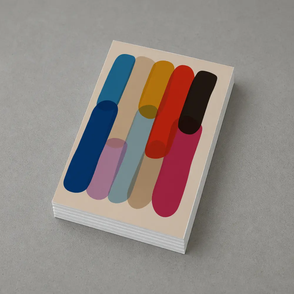 Colorful Abstract Rounded Shapes Beige Background – Postcards