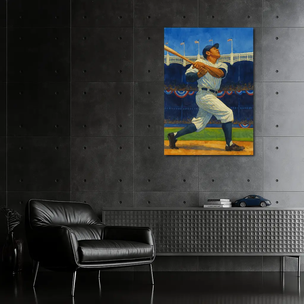 Baseball Player Swinging Bat At Stadium – Wall Art