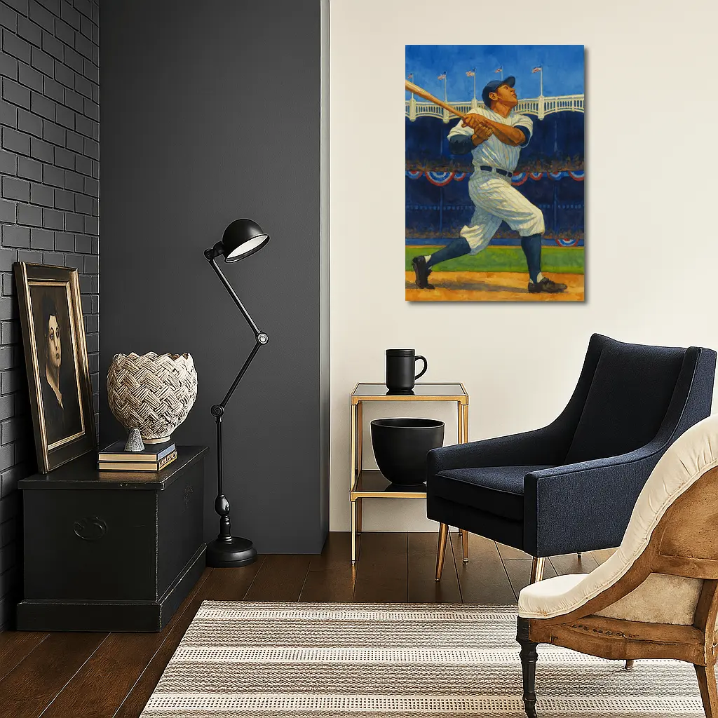 Baseball Player Swinging Bat At Stadium – Wall Art