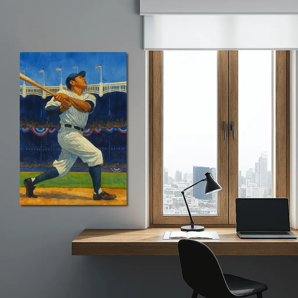 Baseball Player Swinging Bat At Stadium – Wall Art
