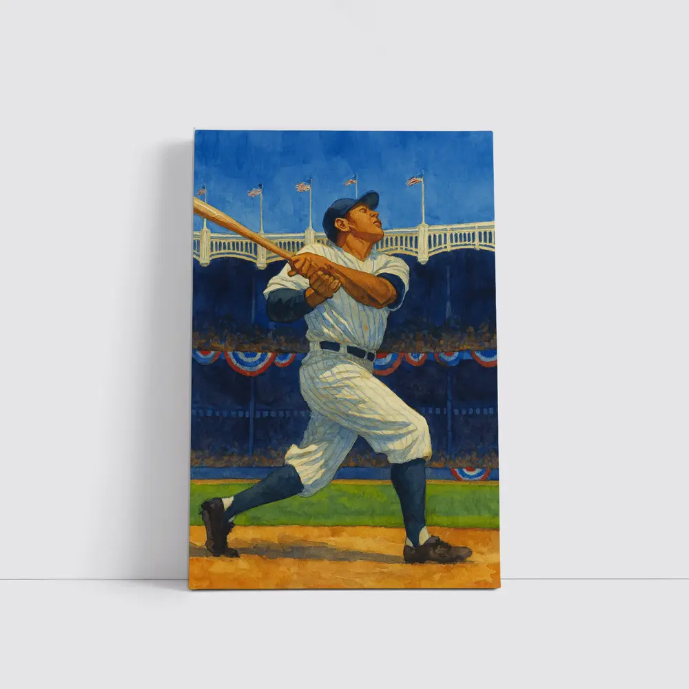 Baseball Player Swinging Bat At Stadium – Wall Art