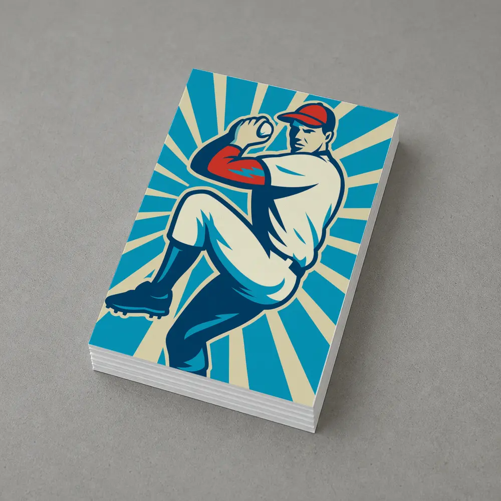 Baseball Pitcher Retro Pop Art Blue – Postcards