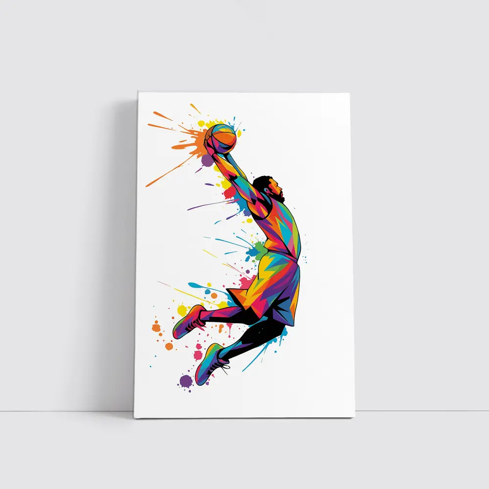 Basketball Player Dunk Colorful Pop Art – Wall Art