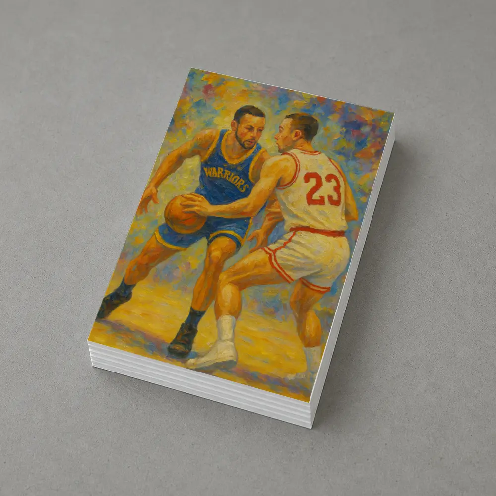 Warriors Basketball Player Impressionist Oil Painting – Postcards