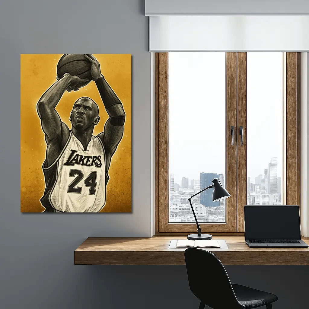 Lakers Number Twenty Four Basketball Player Gold – Wall Art