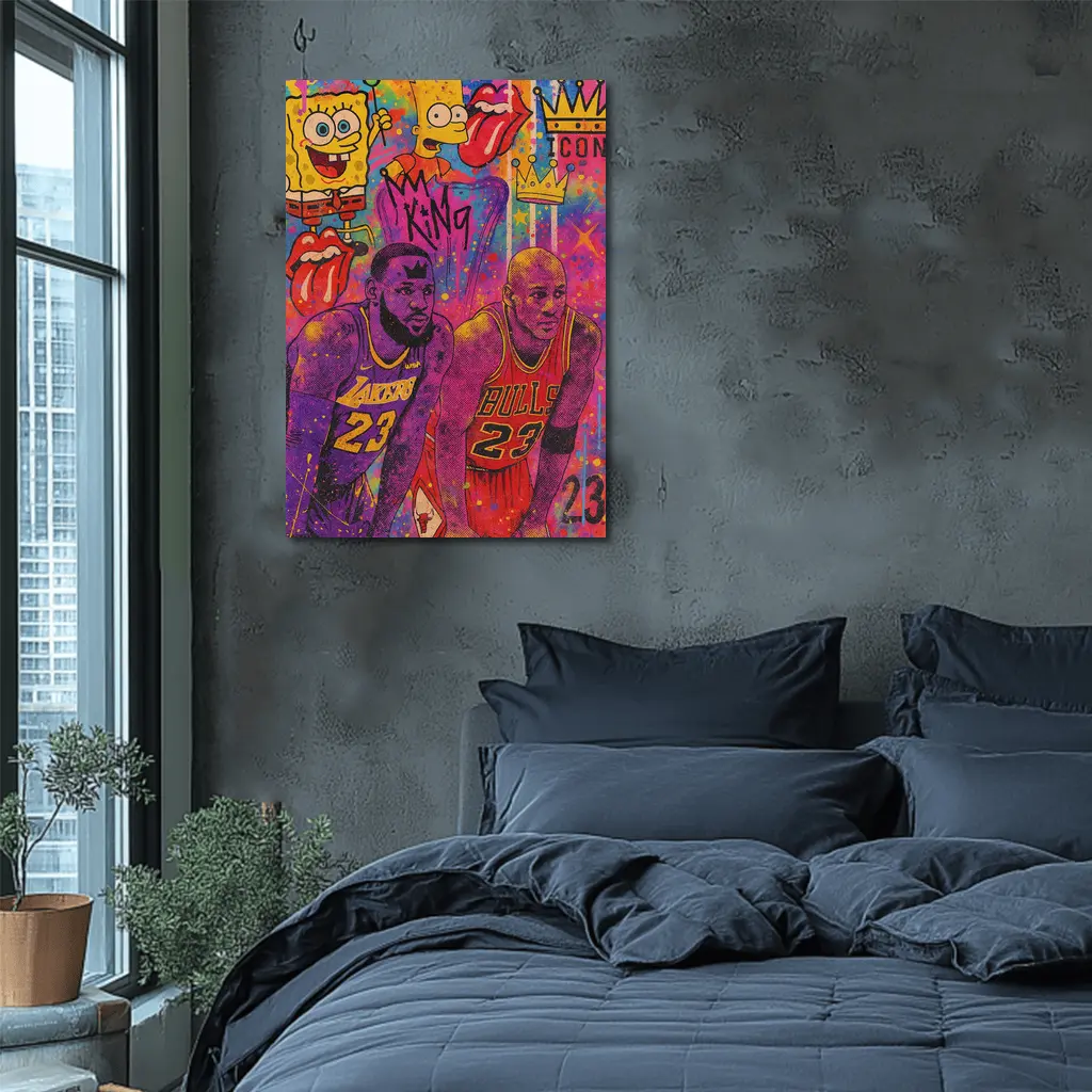 LeBron Jordan Pop Art Graffiti Basketball Icons – Wall Art