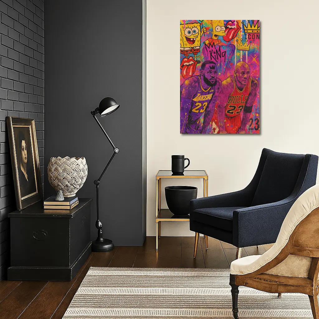 LeBron Jordan Pop Art Graffiti Basketball Icons – Wall Art