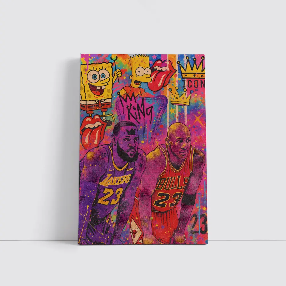 LeBron Jordan Pop Art Graffiti Basketball Icons – Wall Art