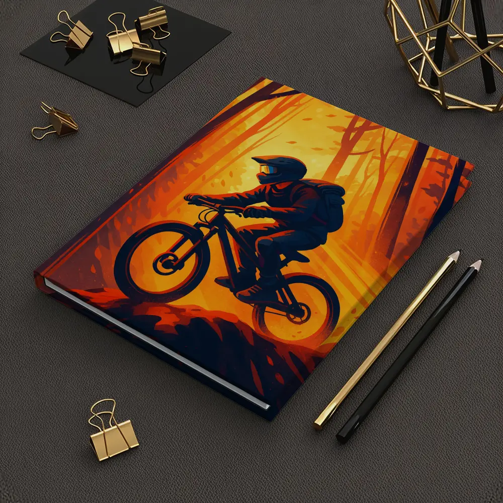 Mountain Biker Riding Through Autumn Forest – Notebooks