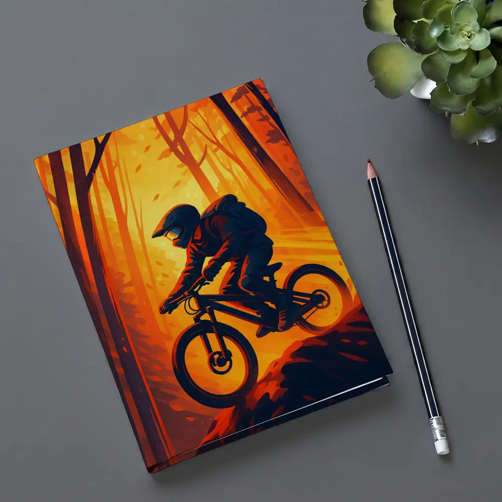 Mountain Biker Riding Through Autumn Forest – Notebooks