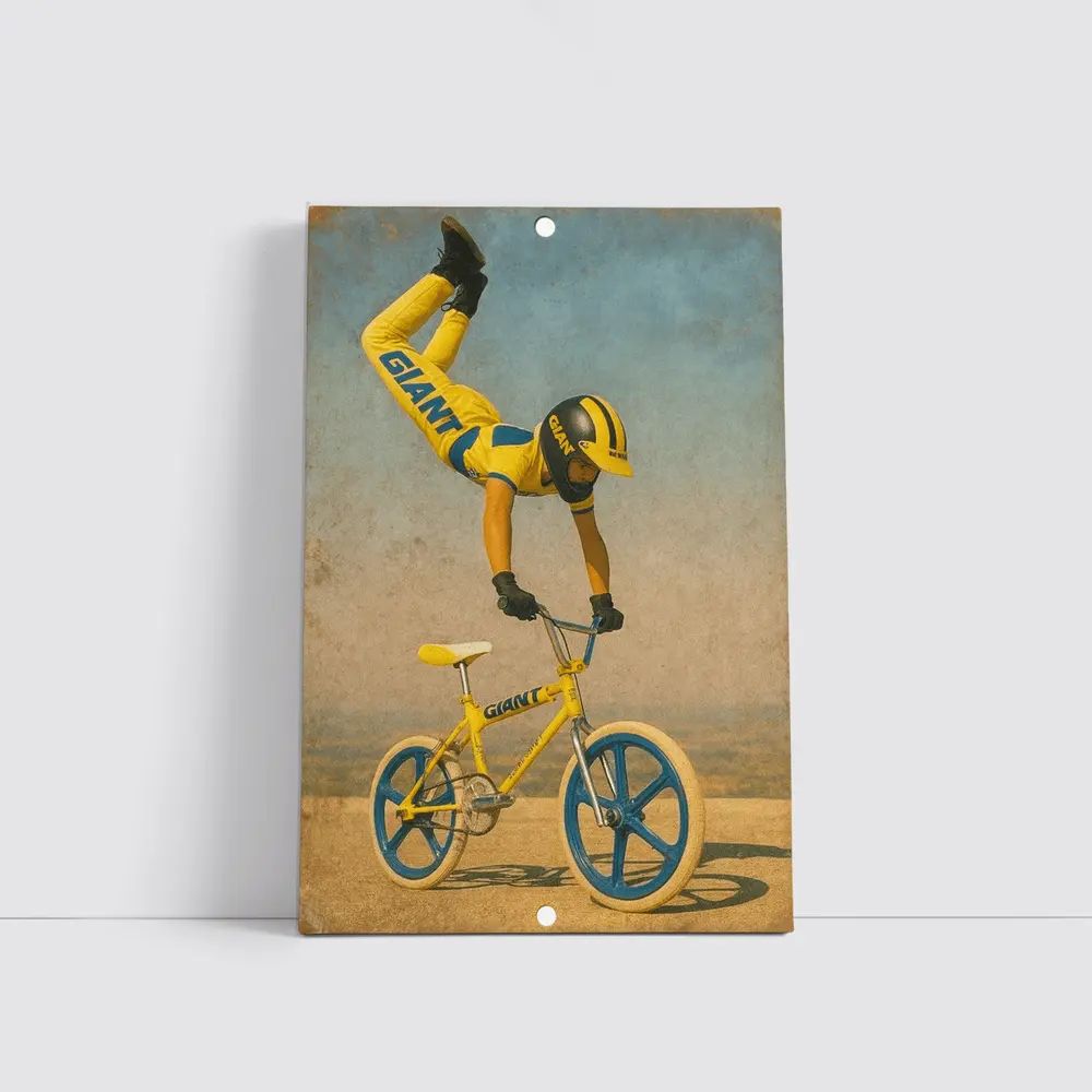 BMX Rider Stunt Yellow Giant Bike Retro – Wall Art
