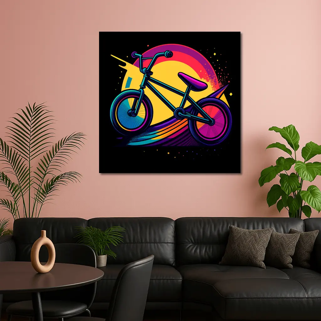 BMX Bike Colorful Retro Sunset Art – Wall Art