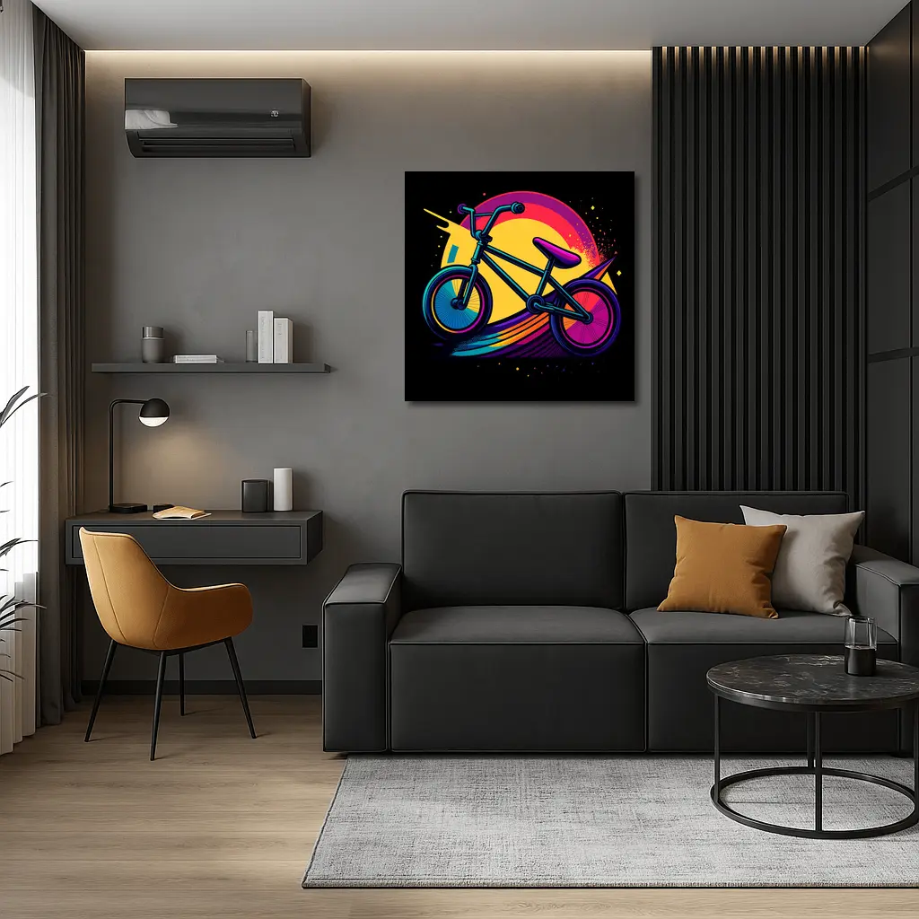 BMX Bike Colorful Retro Sunset Art – Wall Art