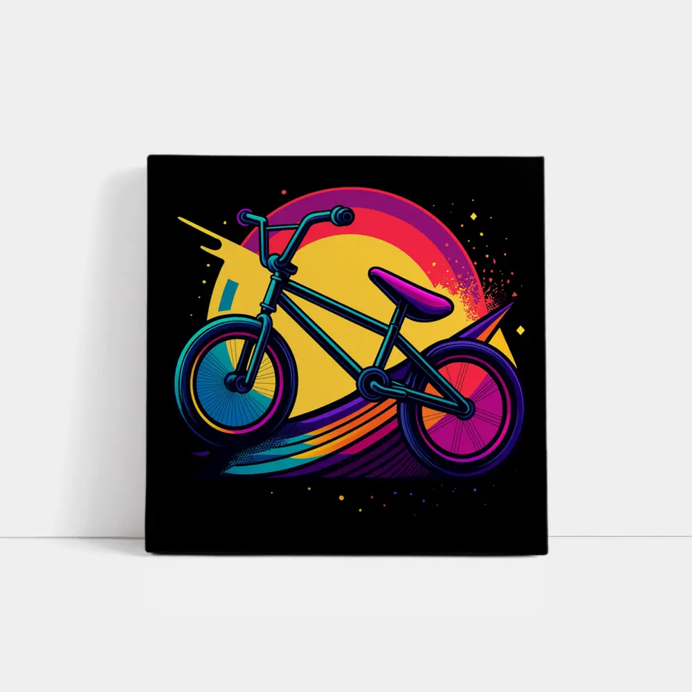 BMX Bike Colorful Retro Sunset Art – Wall Art
