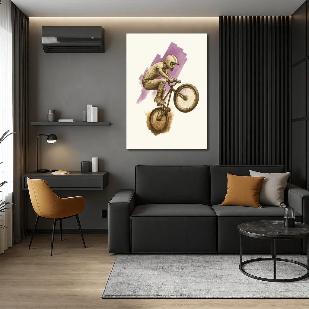 BMX Rider Trick Ink Watercolor Art – Wall Art