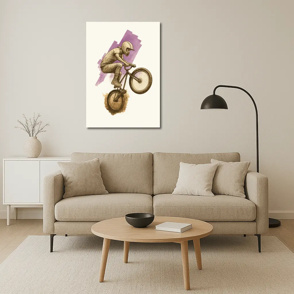 BMX Rider Trick Ink Watercolor Art – Wall Art